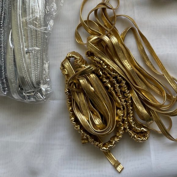 Metallic Gold & Metallic Silver  Festival Leg Wraps,  and Shamrock Garters ,NWOT - Picture 2 of 5